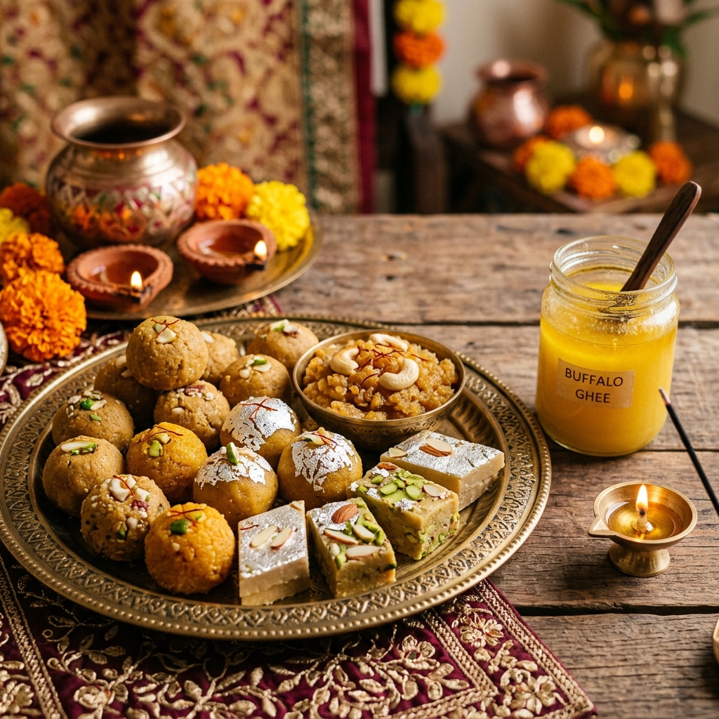 Indian sweets made with Buffalo Ghee